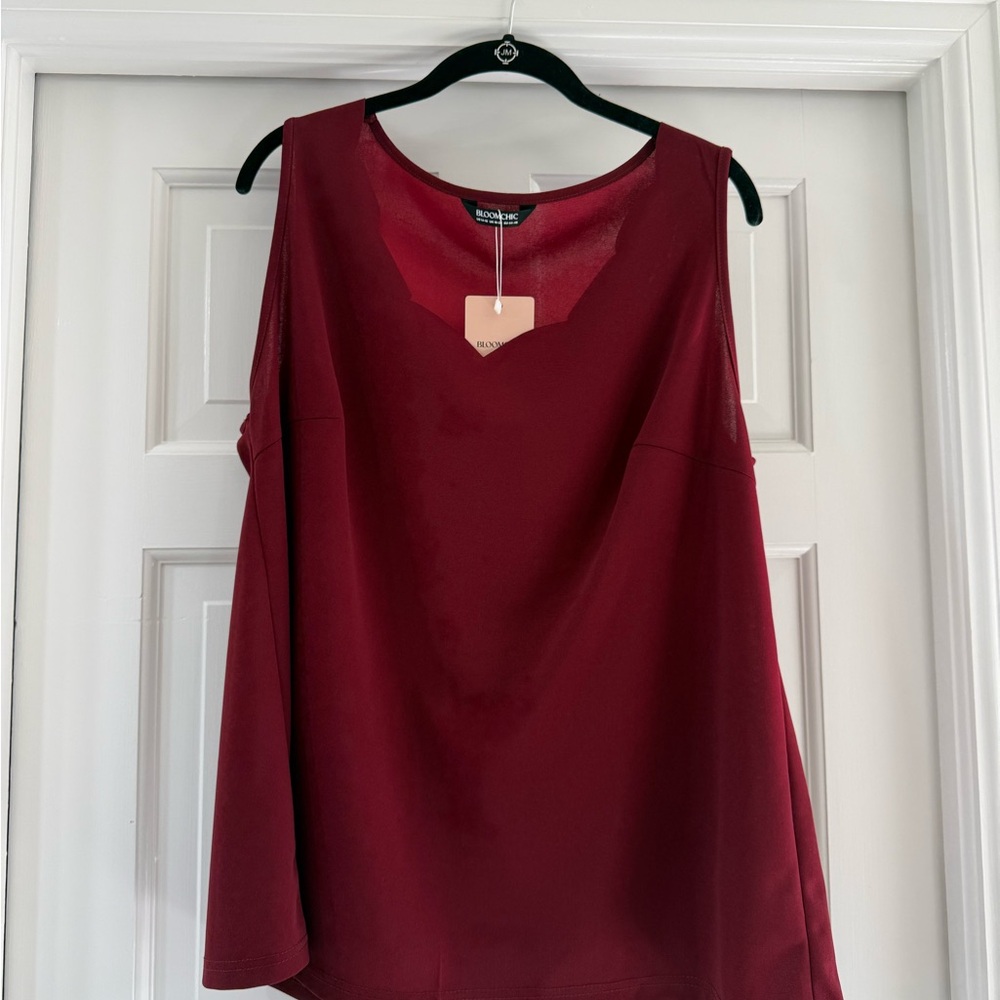 BloomChic Deep Red Sleeveless Blouse